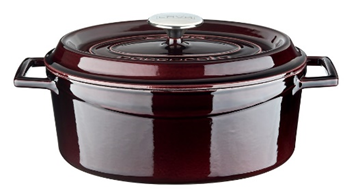 Кастрюля с чугунной крышкой овальная 3,91 л, внутр. размер 27x20 см h 10,3 см, внеш. размер 34x21x12 см, чугун, цвет «баклажановая майолика» в Твери